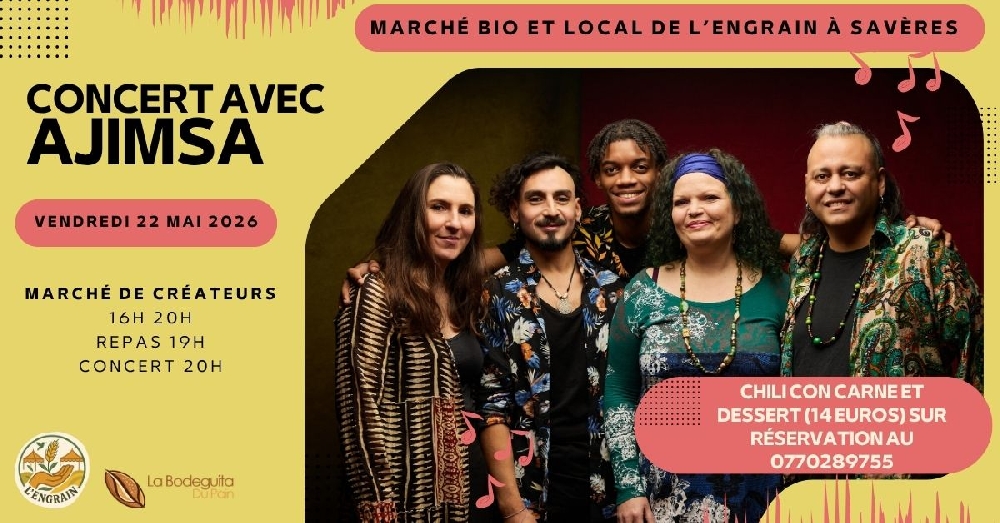 Marché bio et local et marché de créateurs, concert avec AJIMSA