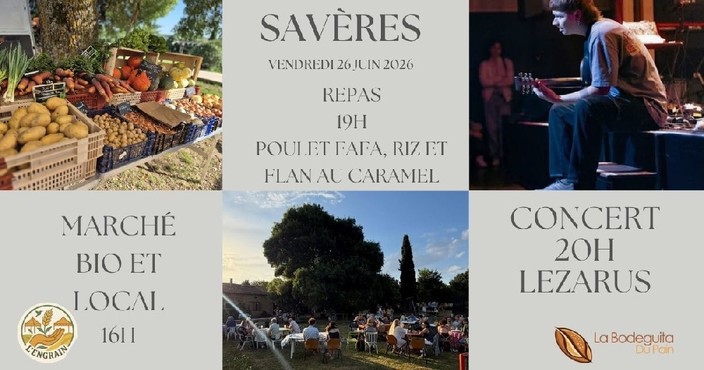 Marché bio et local, Repas et concert de folk avec le groupe LEZARUS